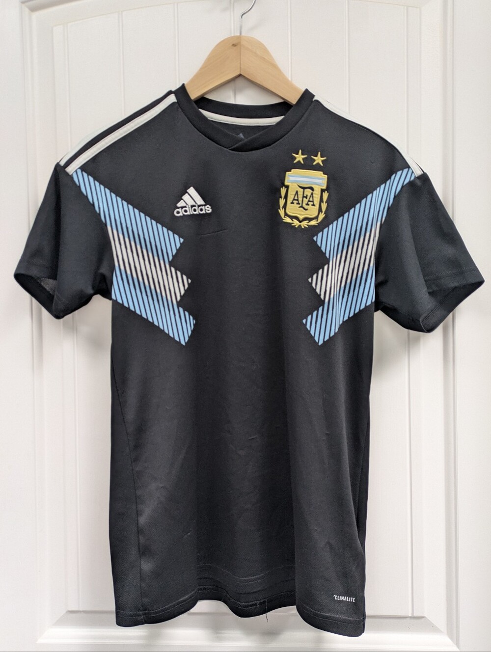 adidas Black Argentina AFA Training Climalite Tee with Light Blue Accents